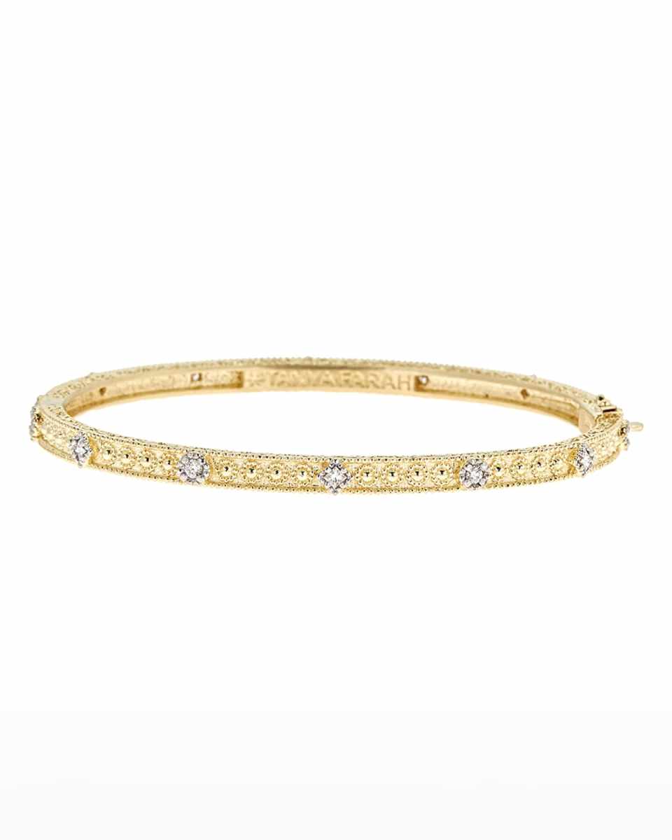 Modern Etruscan Granulated Diamond Bangle Bracelet